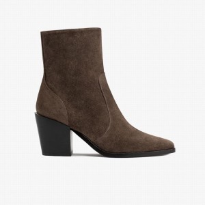 Botki Thursday Boots Soho Zip Damskie Kawa | NFG1357CY