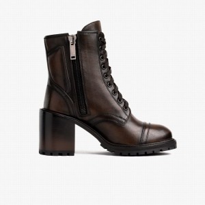 Kozaki Sznurowane Thursday Boots Rebel Damskie Czarne Kawa | YNJ851UH