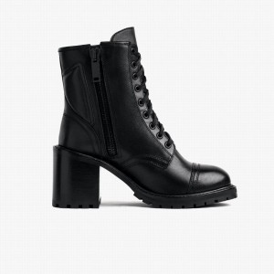 Kozaki Sznurowane Thursday Boots Rebel Damskie Czarne | PHU3927QT