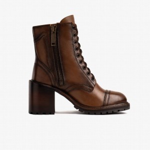 Kozaki Sznurowane Thursday Boots Rebel Damskie Walnut | UOJ1764UN