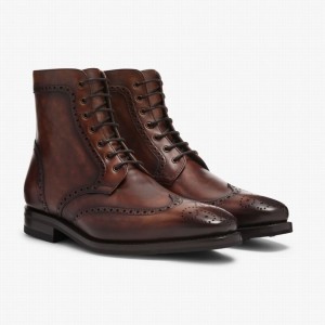 Kozaki Sznurowane Thursday Boots Wingtip Męskie Czekolada | OPH7372OU