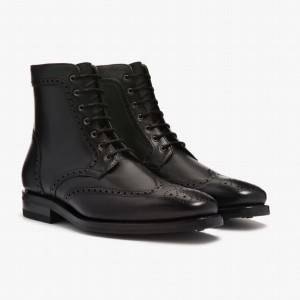 Kozaki Sznurowane Thursday Boots Wingtip Męskie Czarne | XMH8695JQ