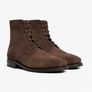 Kozaki Sznurowane Thursday Boots Wingtip Męskie Czekolada | OTG4867EO