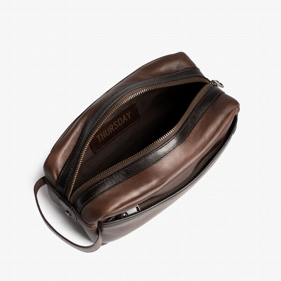 Kosmetyczki Thursday Boots Dopp Kit Męskie Czekolada | QVI6398QN