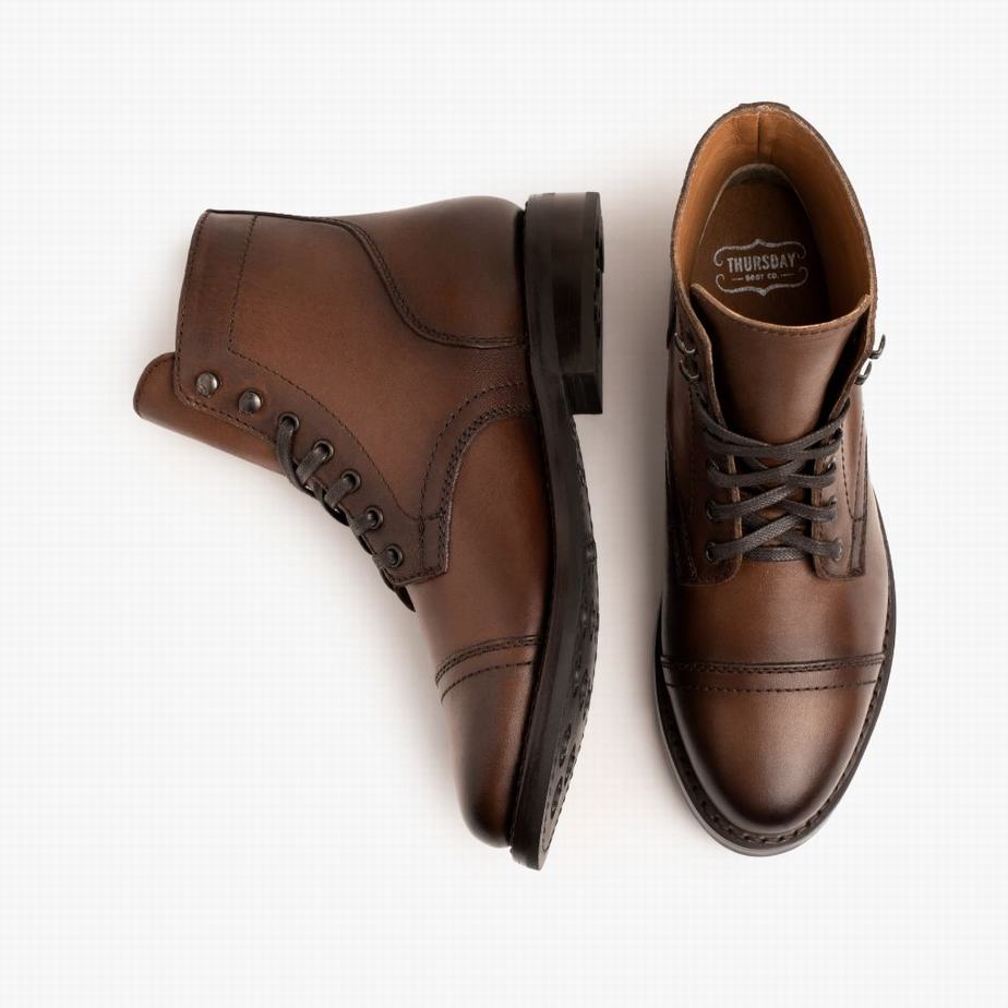 Kozaki Sznurowane Thursday Boots Captain Damskie Walnut | TXC9632SA