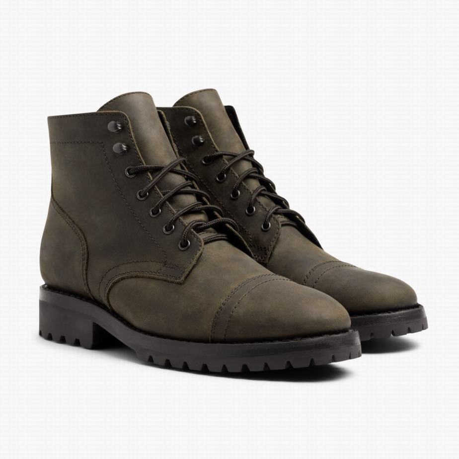 Kozaki Sznurowane Thursday Boots Captain StormKing® Męskie Ciemny Oliwkowe | TCC7928EU