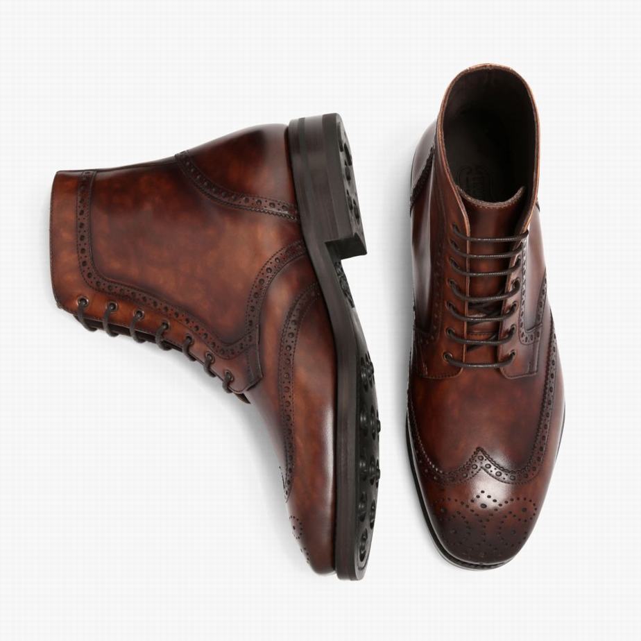 Kozaki Sznurowane Thursday Boots Wingtip Męskie Czekolada | OPH7372OU