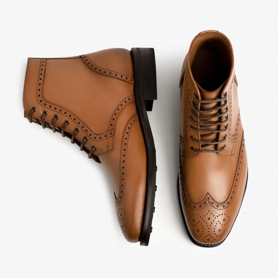 Kozaki Sznurowane Thursday Boots Wingtip Męskie Brązowe | MIK5343DG