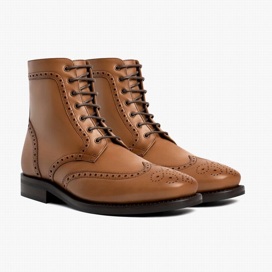 Kozaki Sznurowane Thursday Boots Wingtip Męskie Brązowe | MIK5343DG