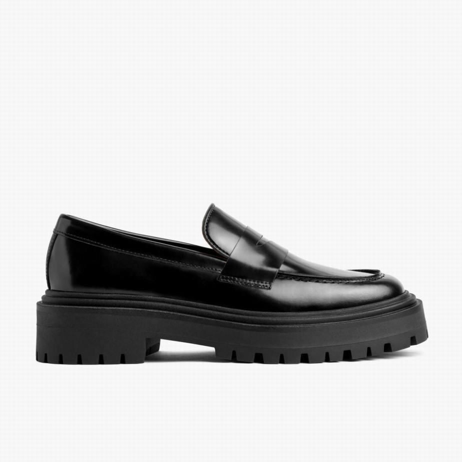 Loafersy Thursday Boots Penny Platform Damskie Czarne | VML56100GU